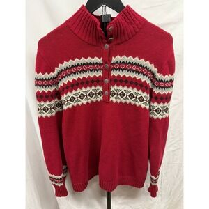 Eddie Bauer Collectibles VTG‎ Women's XL Red Angora Blend Nordic Print Sweater